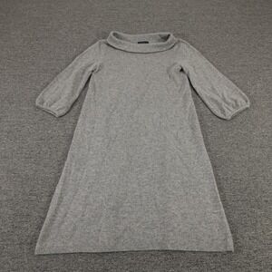 J.Crew Collection Sweater Dress Womens Small Gray Cashmere Cowl Puff Sleeve